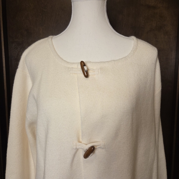 Cream Sweater with Toggle Closures NWT - Picture 2 of 9